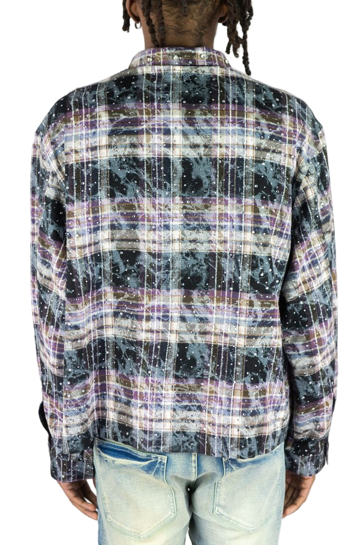 R3BEL Cropped Rhinestone Flannel