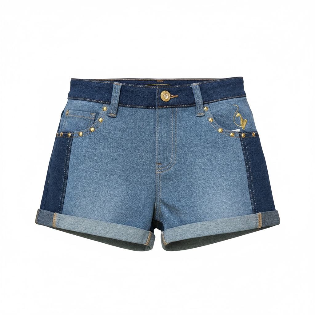 Baby Phat Two Tone Kitty Denim Shorts