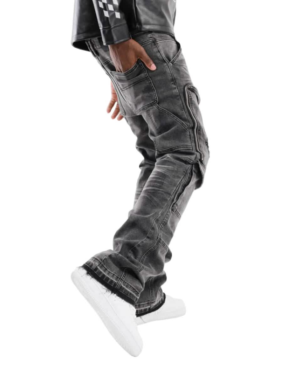 Copper Rivet Carpenter Zipper Front Flare Jean