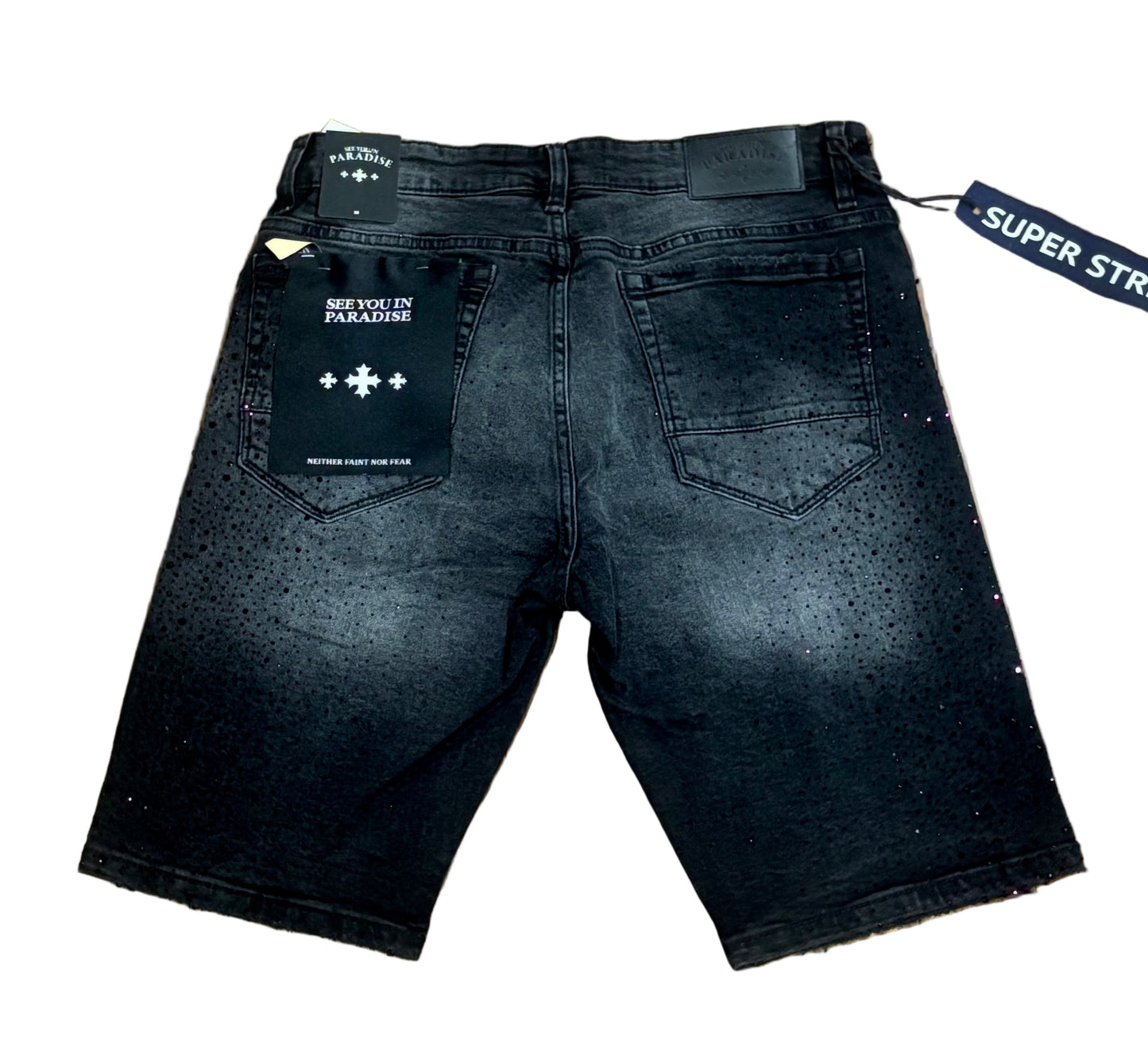 See You in Paradise Denim Crystal Shorts