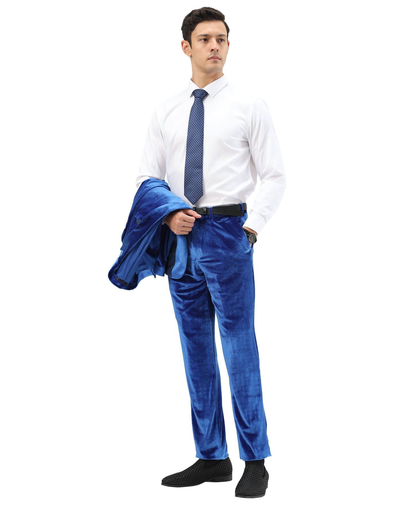 3 PC Solid Textured Peak Lapel Suit