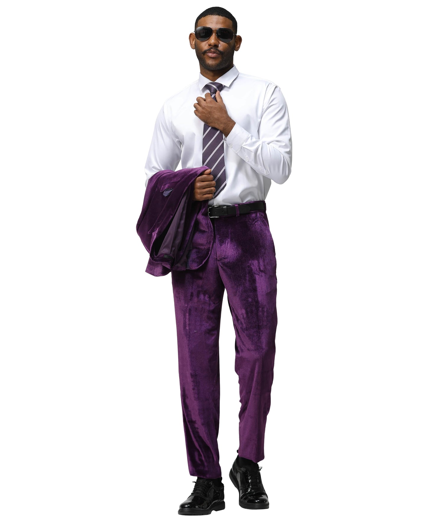 3 PC Solid Textured Peak Lapel Suit