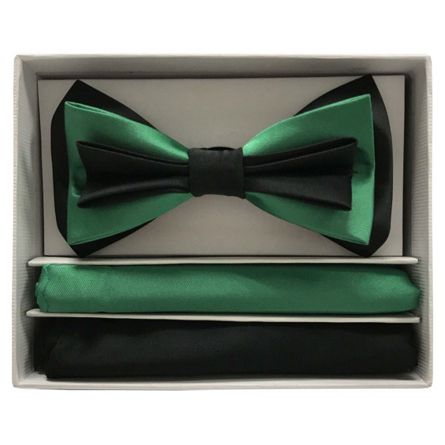 Brand Q Pre-tied 3 Tone Bow Ties & 2 Hankies – BT3T100 from On Time Fashions – Bow Tie With Hankie by Brand Q, Birmingham AL’s 1 fashion store and premier destination for streetwear, suits, kids fashion, and big & tall
