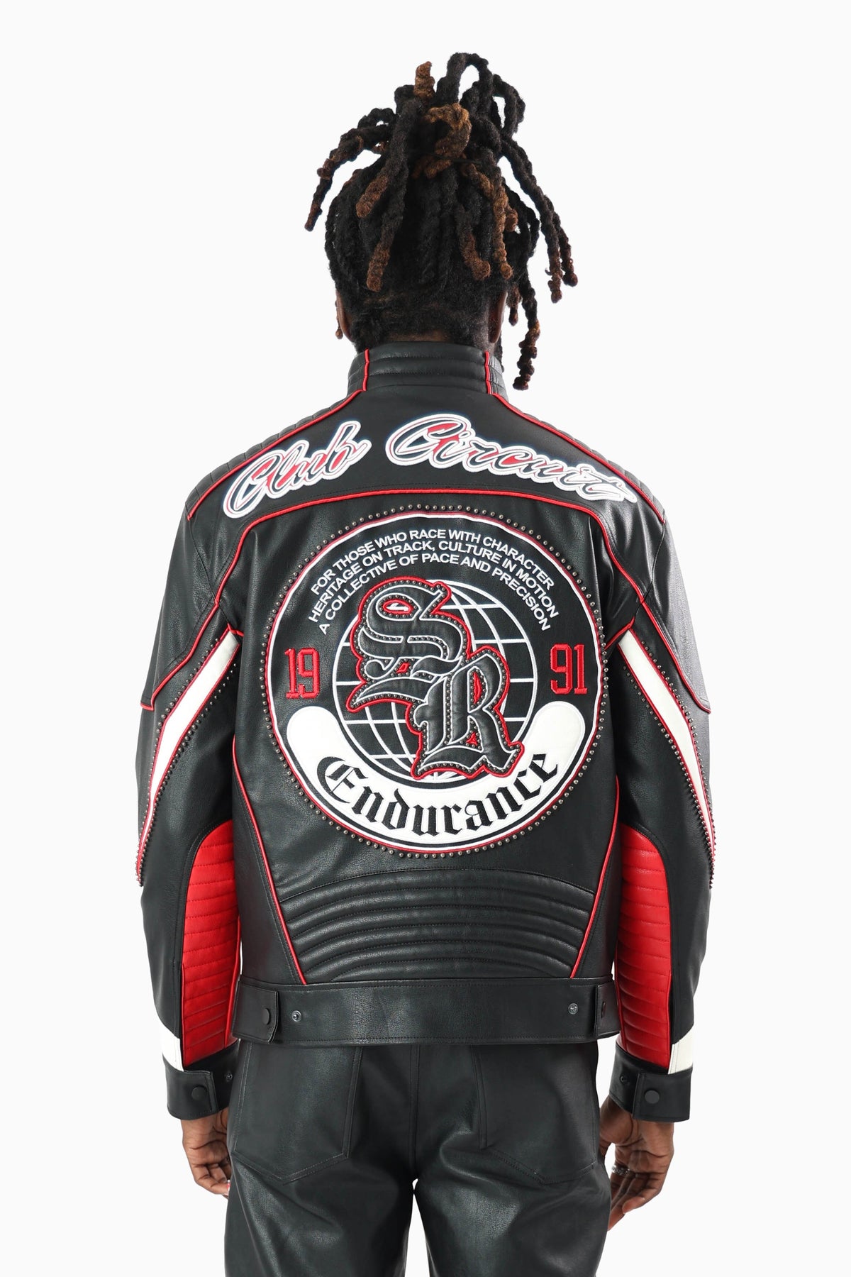 Smoke Rise Club Circuit Racing PU Jacket in Red back view