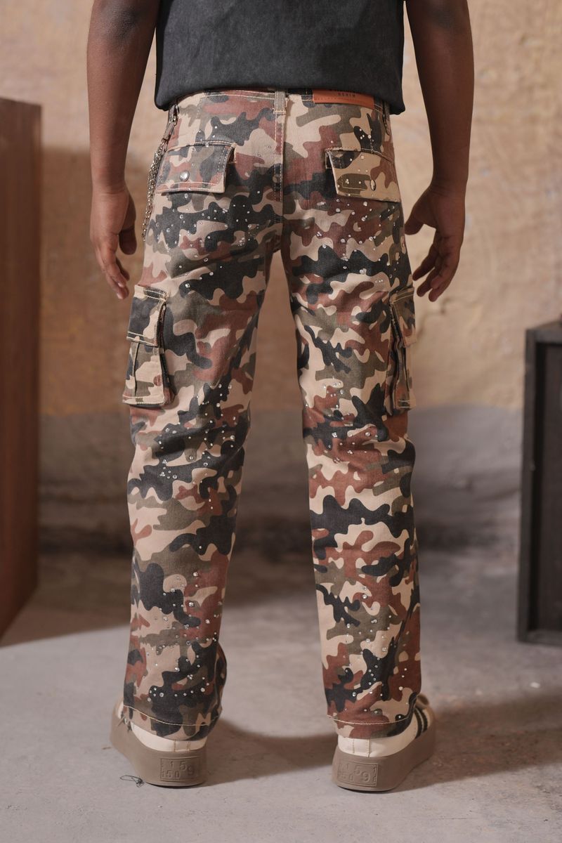 Elite Premium Kid's Camo Embellished Cargo from On Time Fashions – Kid's Pants by Elite Premium Denim, Birmingham AL’s 1 fashion store and premier destination for streetwear, suits, kids fashion, and big & tall