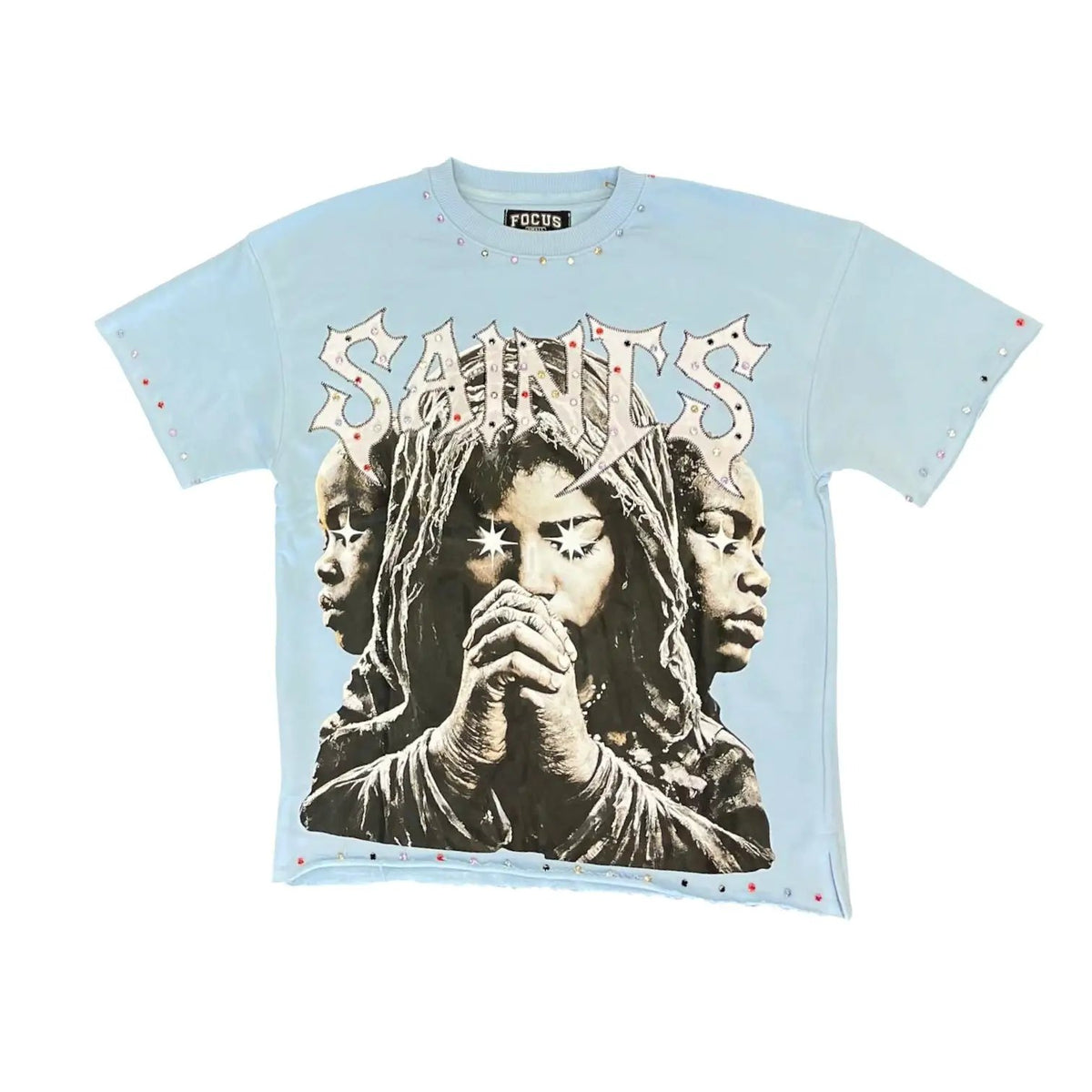 Focus Saints Faith Over Fear Multi-Stone Cropped Tee by Focus