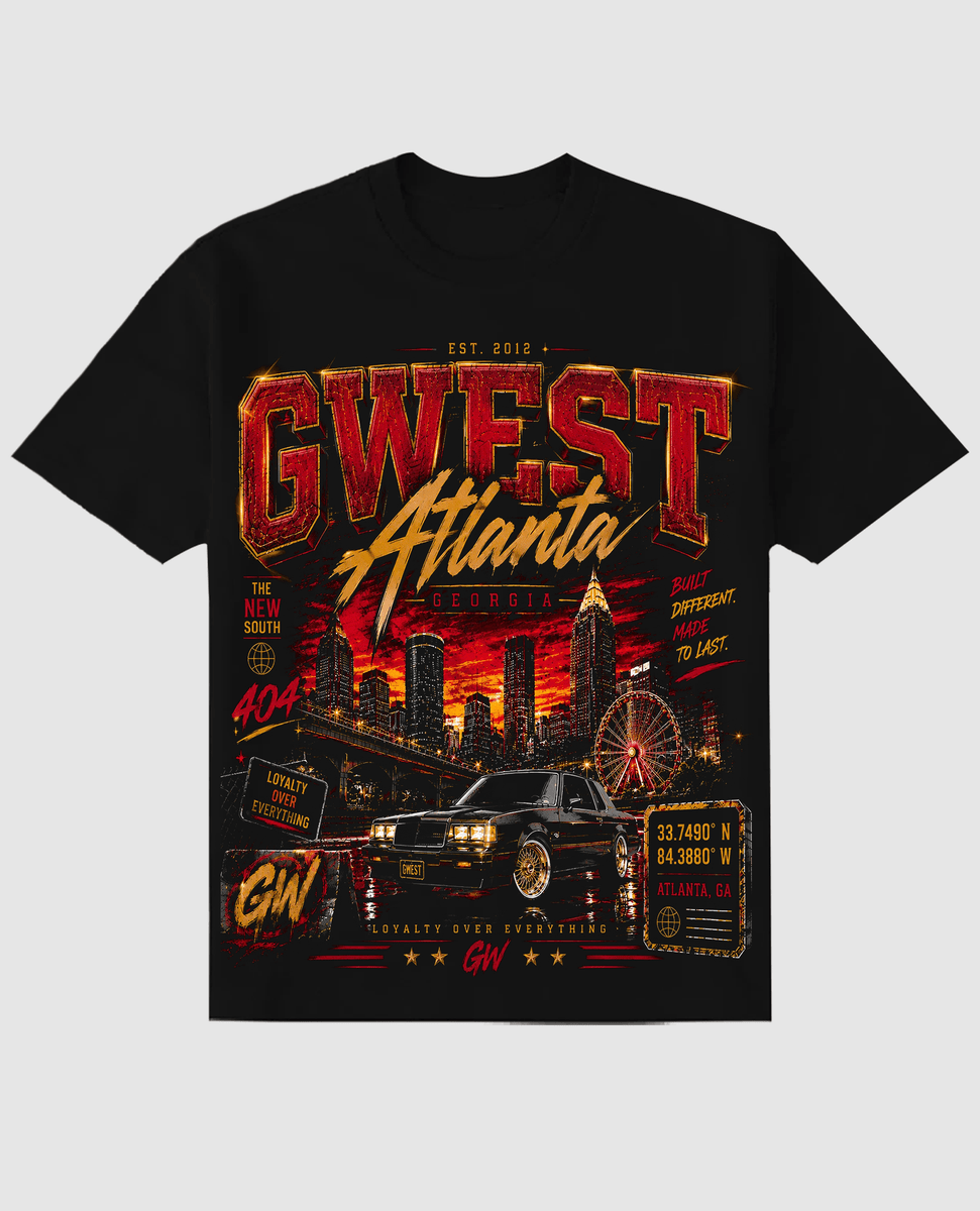 G West Atlanta Tee from On Time Fashions – Graphic Tee by G West, Birmingham AL’s 1 fashion store and premier destination for streetwear, suits, kids fashion, and big & tall