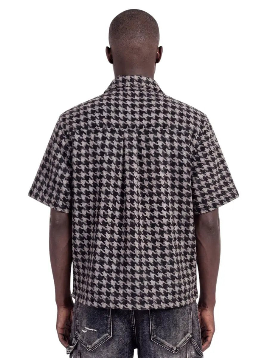 Guapi Black Houndstooth Furry Shirt by GUAPI