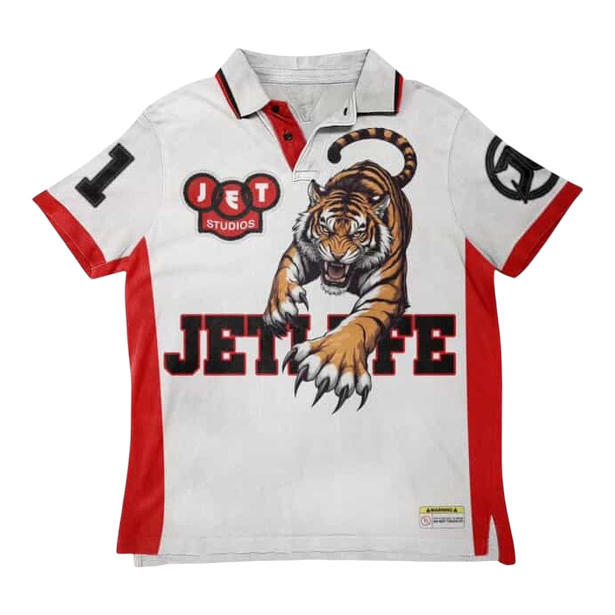 Jetlyfe JL062 Year of the Tiger polo in White and Red, front view