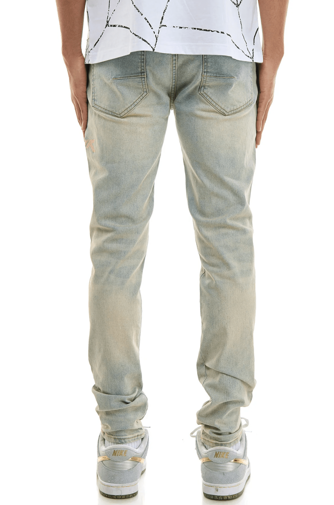 KDNK Dune Embroidered Skinny Jeans from On Time Fashions – Jeans by KDNK, Birmingham AL’s 1 fashion store and premier destination for streetwear, suits, kids fashion, and big & tall