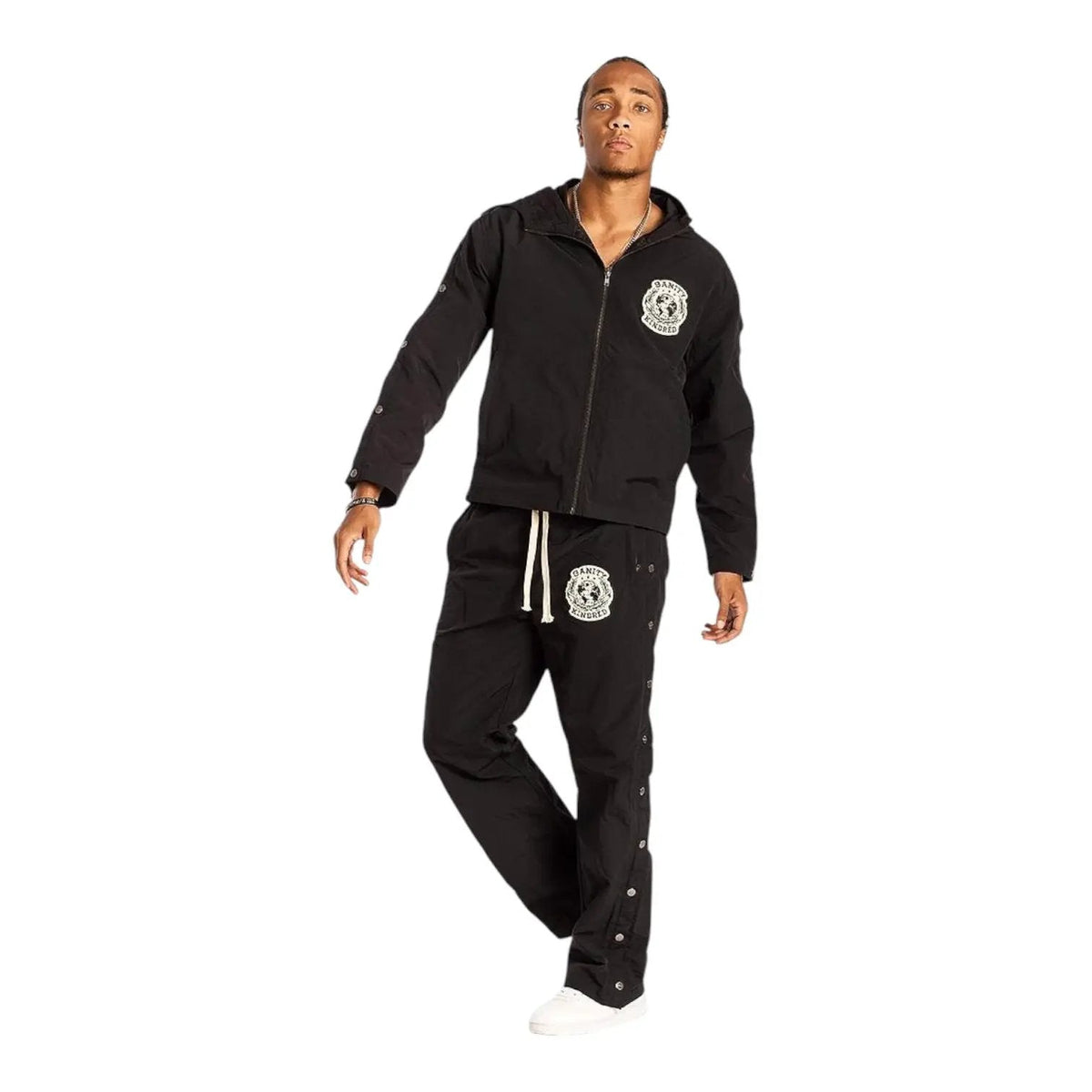 Kindred Chenille Patches Nylon Jacket & Pants Set – Black