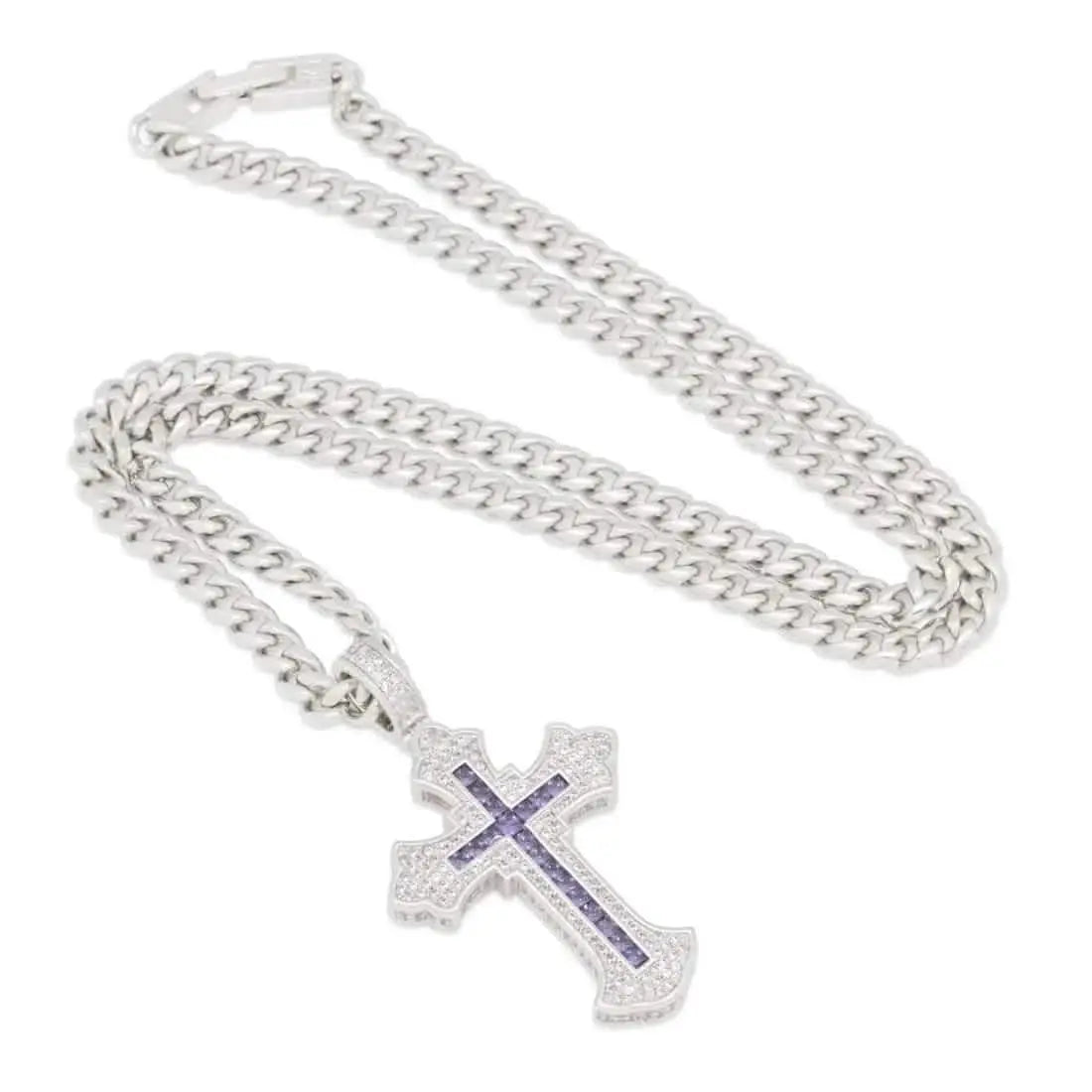King Ice Fleur de Lis Cross Necklace by King Ice