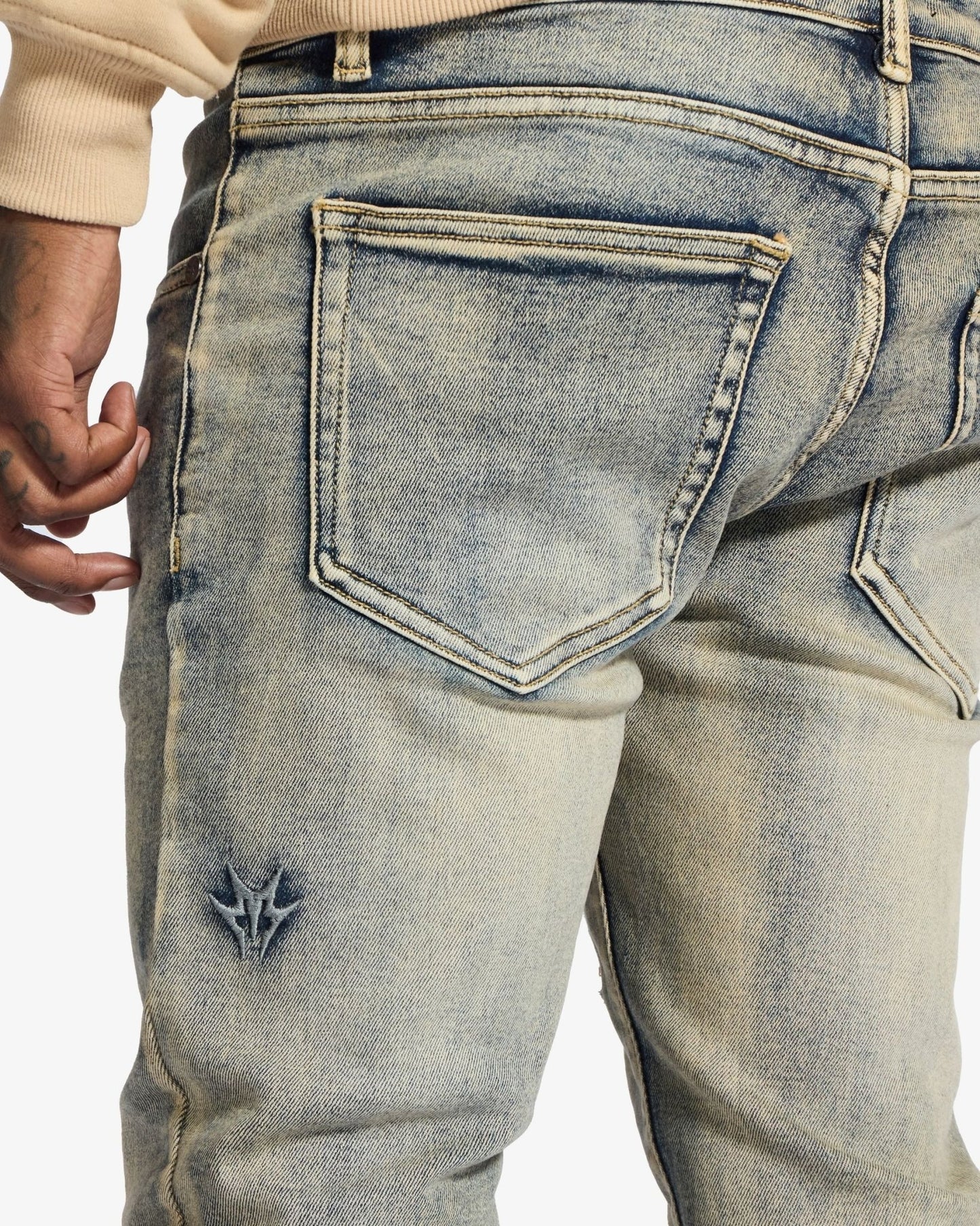 Melee Denim Saladin Jeans from On Time Fashions – jeans by House of Rio Holdings, Birmingham AL’s 1 fashion store and premier destination for streetwear, suits, kids fashion, and big & tall