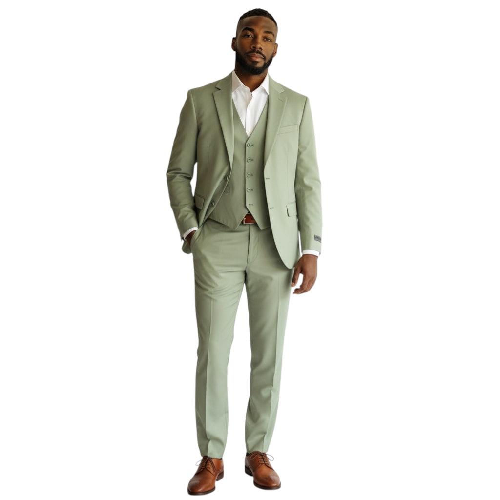 Noah John DK-02 3-piece slim-fit suit in Sage
