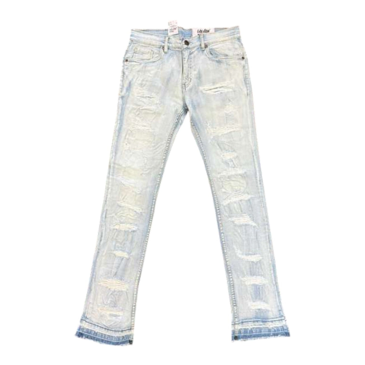 Evolution Big Men's Mended Slim Denim Pant 330407 in Ice Blue