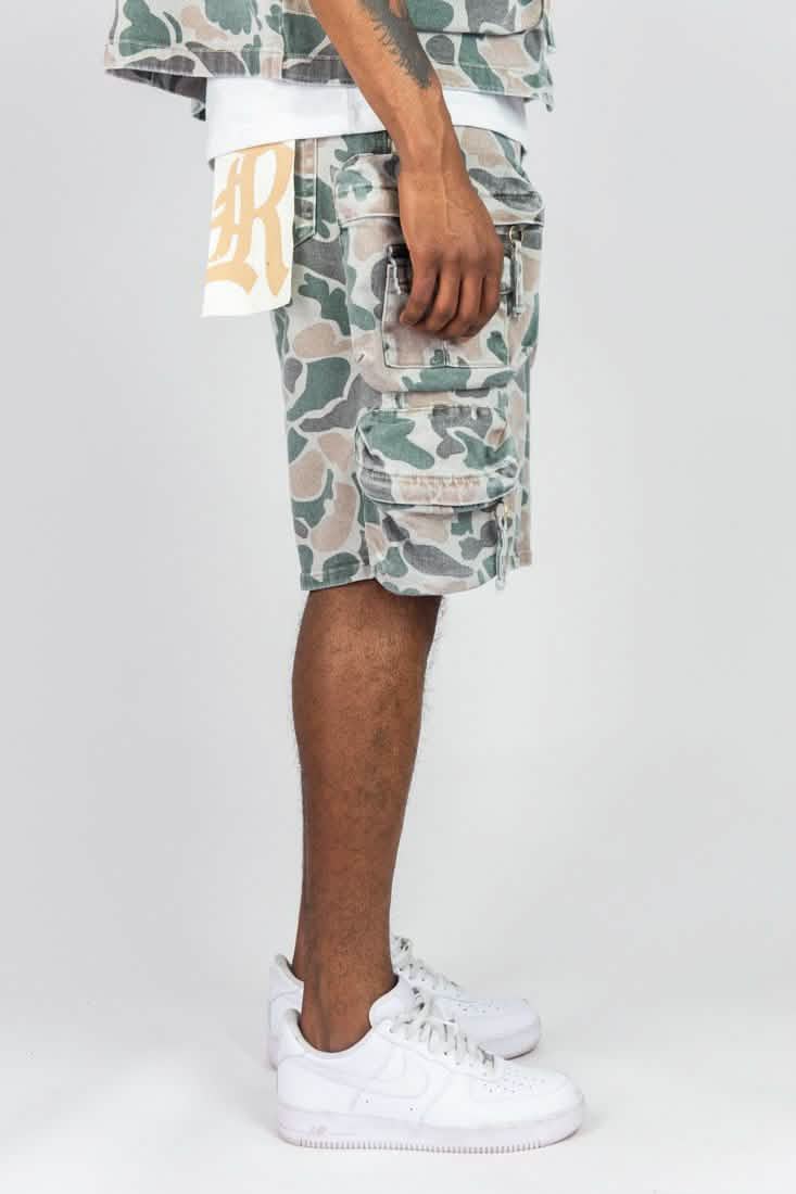 R3BEL Camo Cargo Jorts from On Time Fashions – by On Time Fashions Birmingham, Birmingham AL’s 1 fashion store and premier destination for streetwear, suits, kids fashion, and big & tall