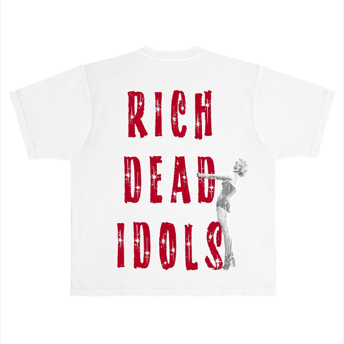 Rich Dead Idols Rich Sex And Big Checks Tee - White/Red - back view