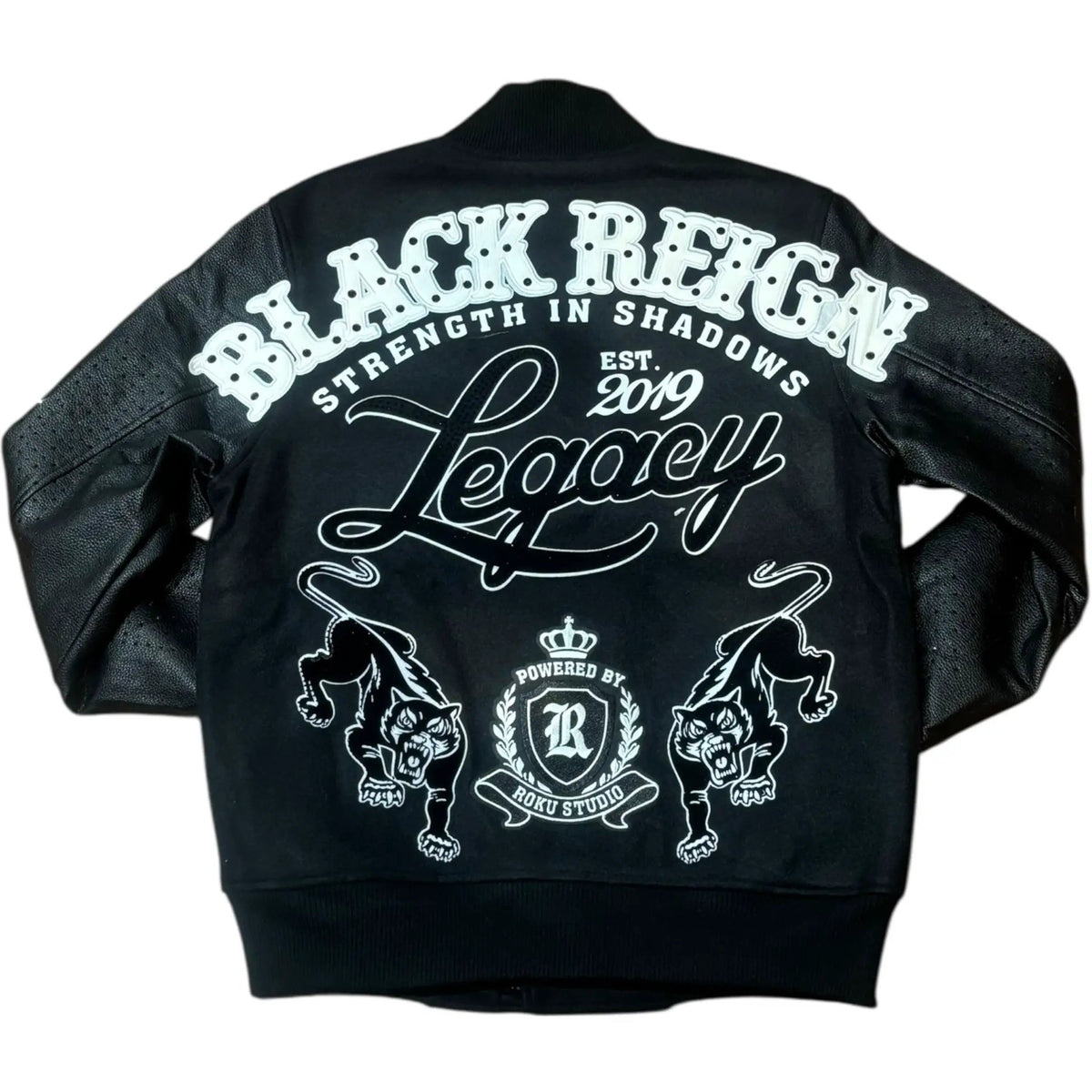Roku Studio Black Reign Varsity Jacket by Roku Studio
