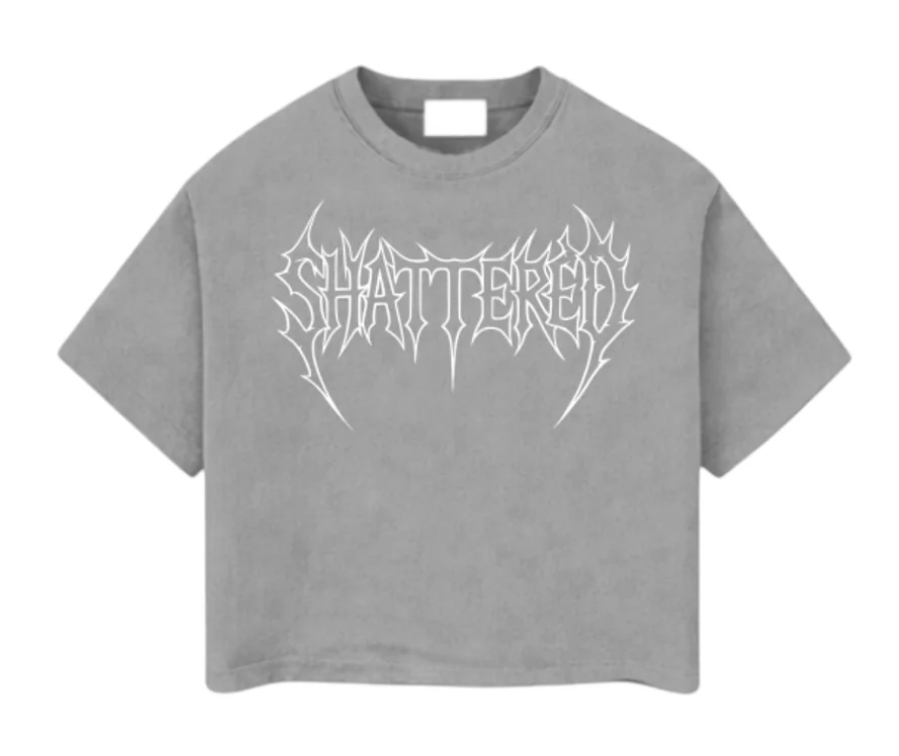 Shattered Hearts Shattered Logo Tee - Gray, front catalog view