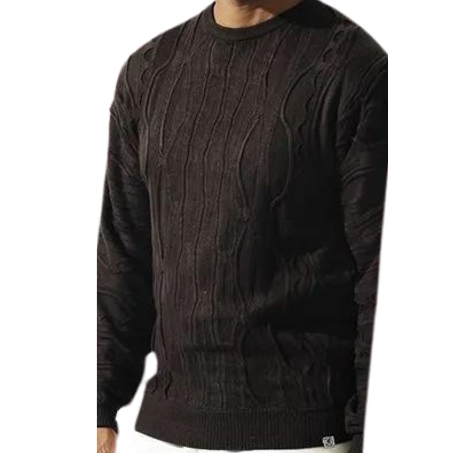 Stacy Adams Cable Knit Crewneck Sweater – Mahogany from On Time Fashions – Casual Sweater by Stacy Adams, Birmingham AL’s 1 fashion store and premier destination for streetwear, suits, kids fashion, and big & tall