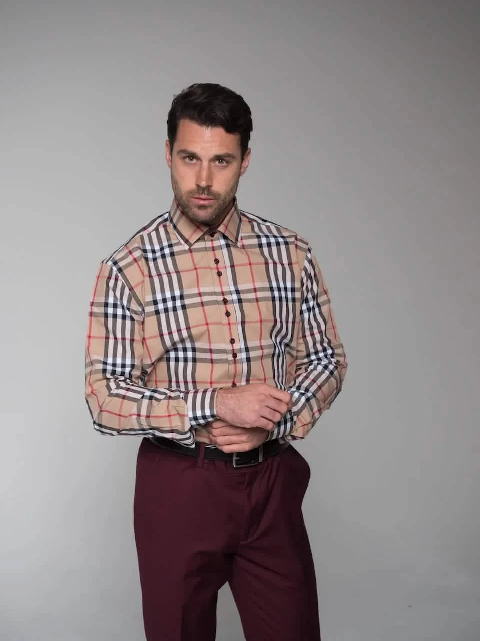 Steven Land –The Tartan III | Barrel Cuff & Classic Collar from On Time Fashions – Dress Shirt by Steven Land, Birmingham AL’s 1 fashion store and premier destination for streetwear, suits, kids fashion, and big & tall