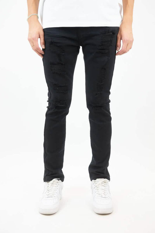 Rebel Minds Ripped and Repaired Twill Slim Jeans