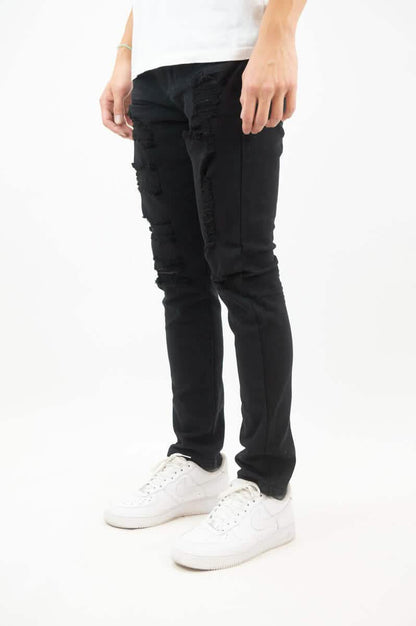 Rebel Minds Ripped and Repaired Twill Slim Jeans