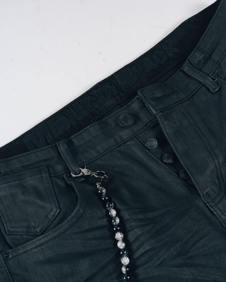 Midnight Black Waxed Skinny Denim