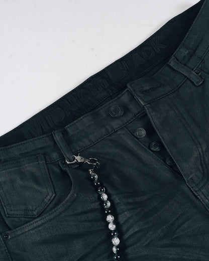 Midnight Black Waxed Skinny Denim