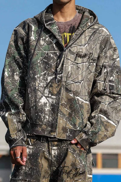 First Row Camo Stud Zip Hoodie