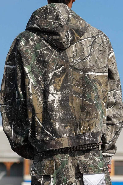 First Row Camo Stud Zip Hoodie