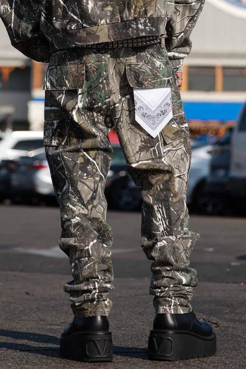 First Row Camo Stud Cargo Pants