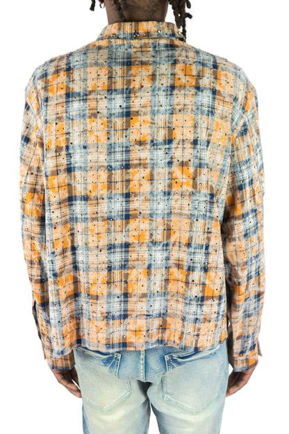 R3BEL Cropped Rhinestone Flannel