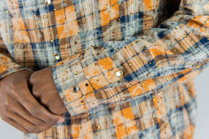 R3BEL Cropped Rhinestone Flannel