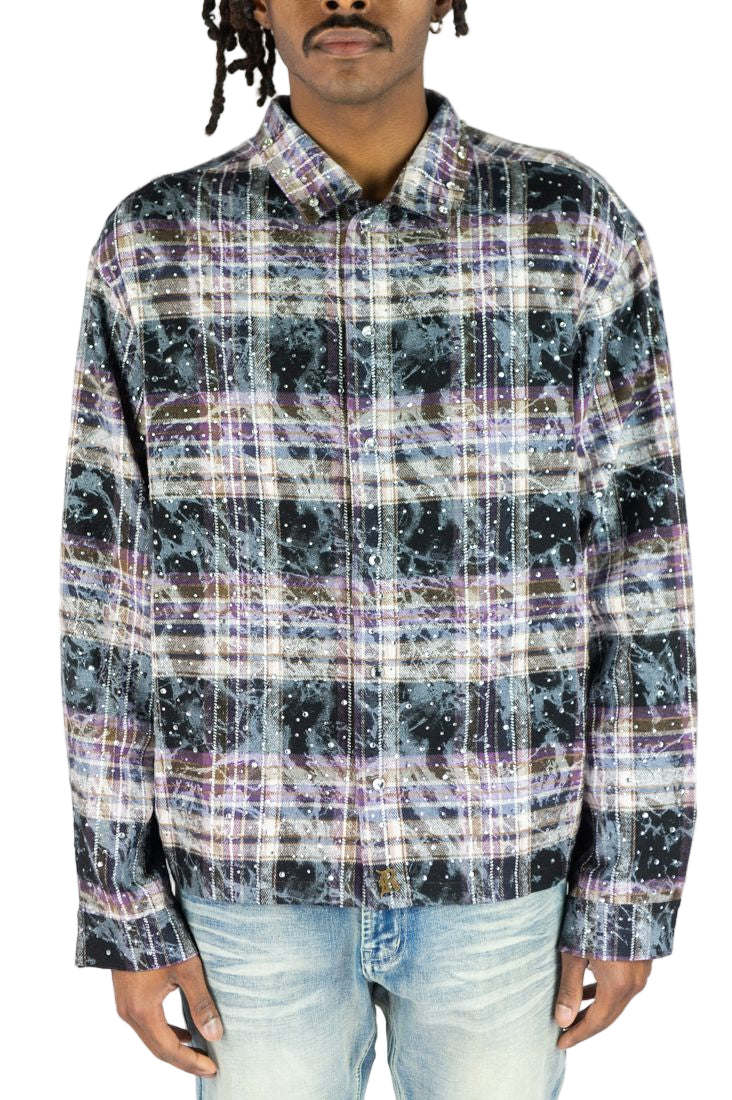 R3BEL Cropped Rhinestone Flannel