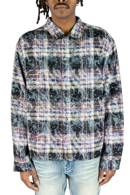 R3BEL Cropped Rhinestone Flannel