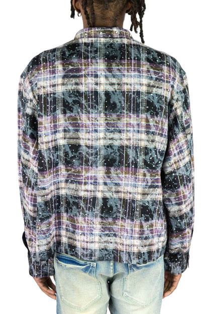 R3BEL Cropped Rhinestone Flannel