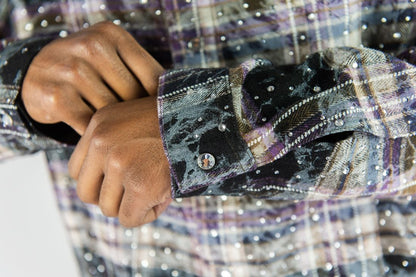 R3BEL Cropped Rhinestone Flannel