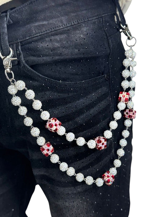 Drunz White Red Square Chain