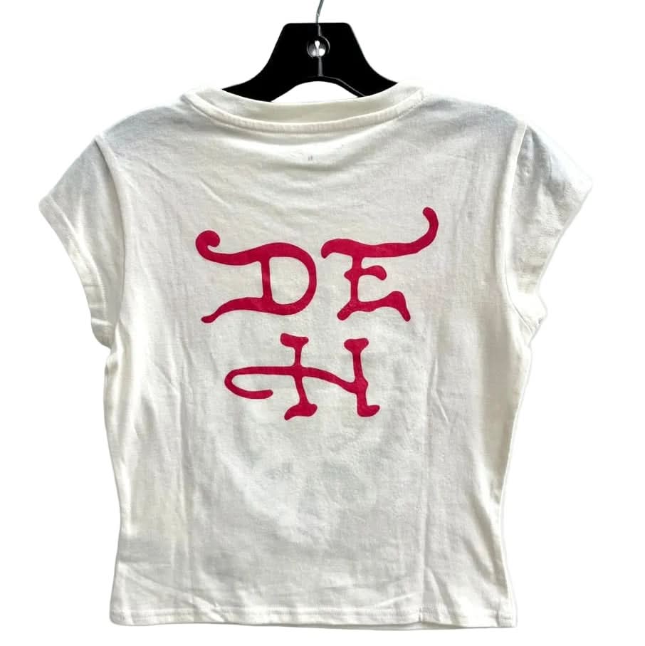 Ed Hardy Women's Pink Flame Skull Rhinestone Cap Sleeve Tee