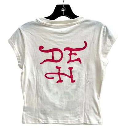 Ed Hardy Women's Pink Flame Skull Rhinestone Cap Sleeve Tee