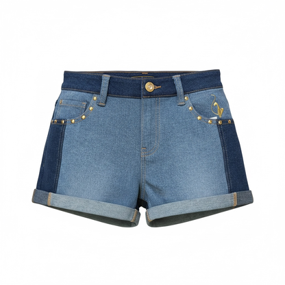 Baby Phat Two Tone Kitty Denim Shorts