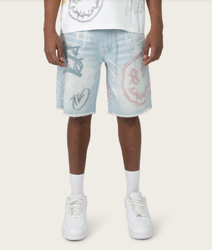 Smoke Rise Smiley Jean Shorts