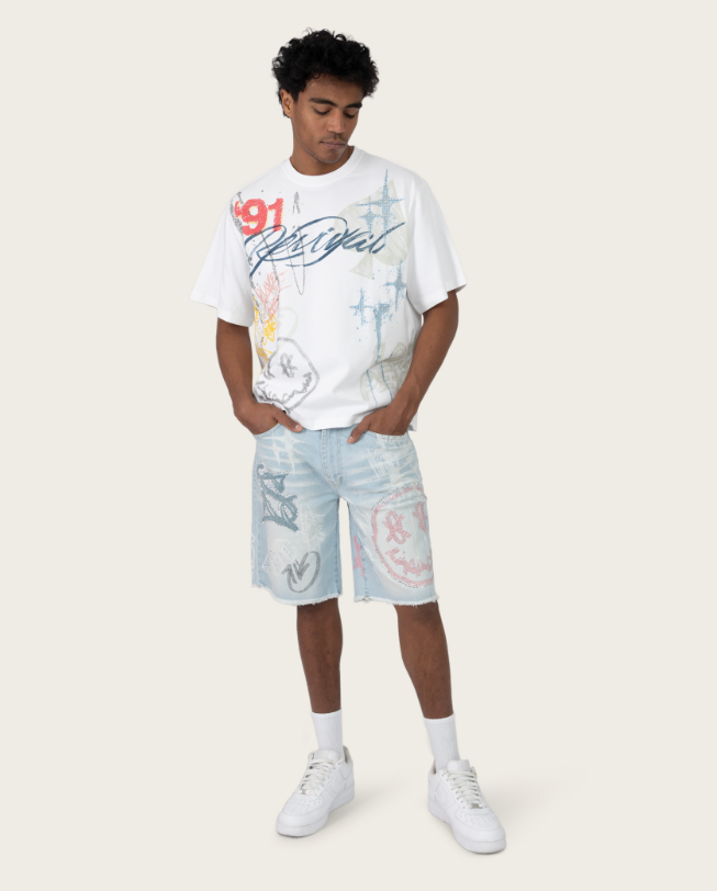 Smoke Rise Smiley Jean Shorts