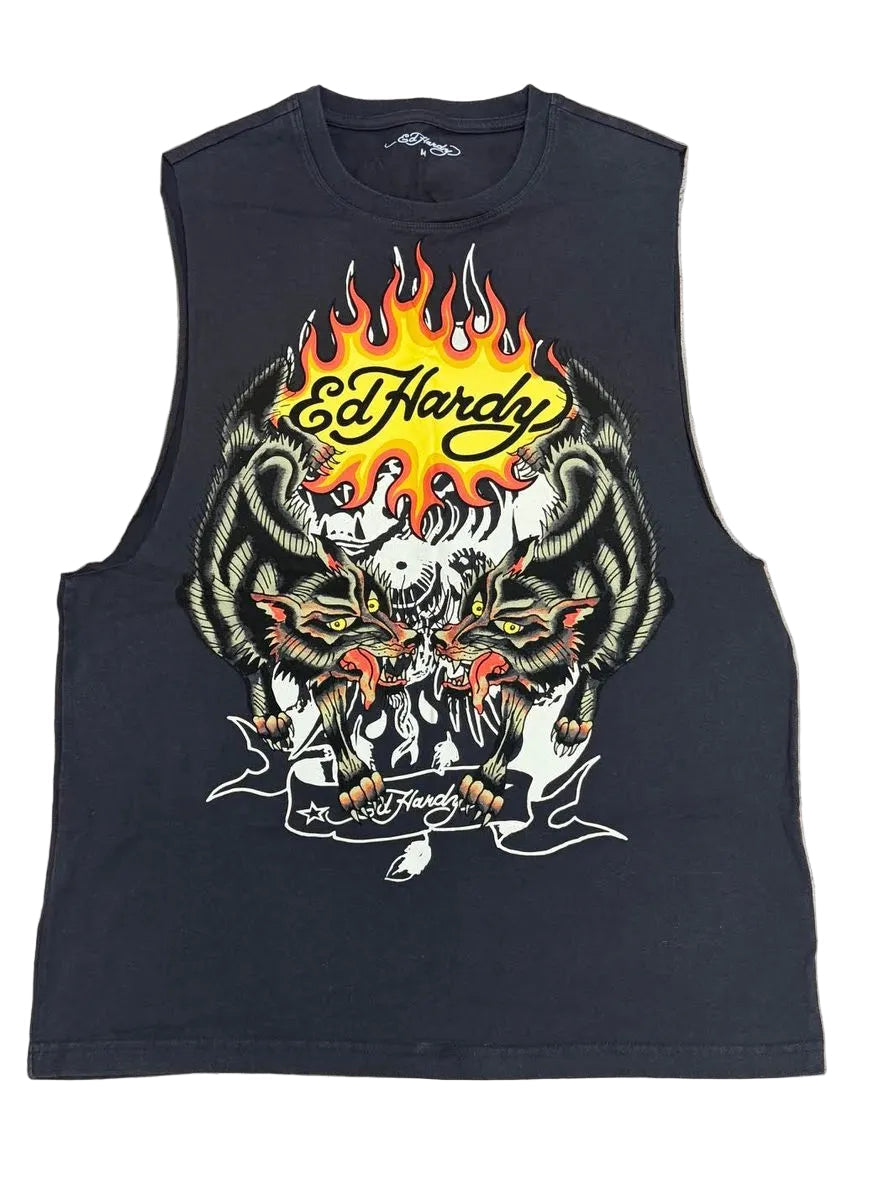 Ed Hardy Wolves Cut Off Tee