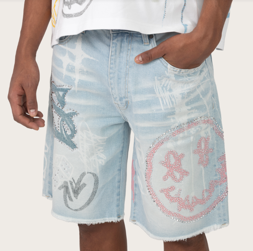Smoke Rise Smiley Jean Shorts