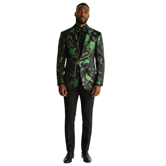 Mazari Floral Metallic Blazer – 9642