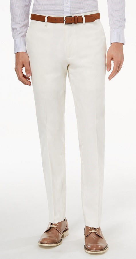 Vinci Slim Fit Dress Pants in White front view