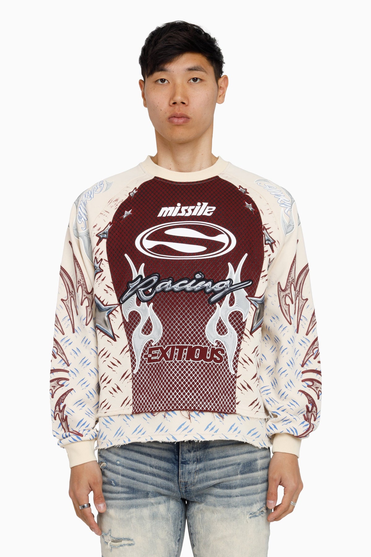 Smoke Rise Pursue 2-Fer LS Sweatshirt in Tapioca front view