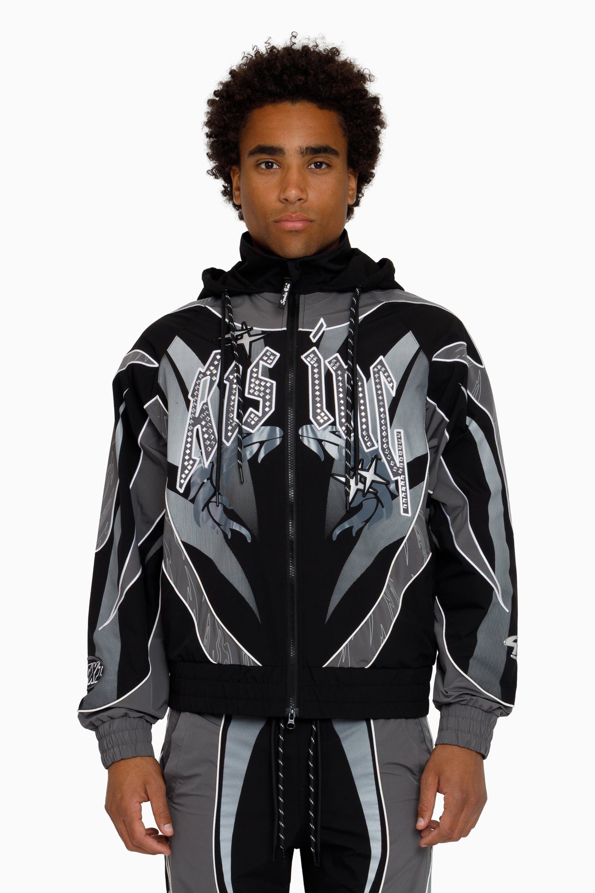 Smoke Rise Rising Colorblock Windbreaker Jacket in Castlerock front view